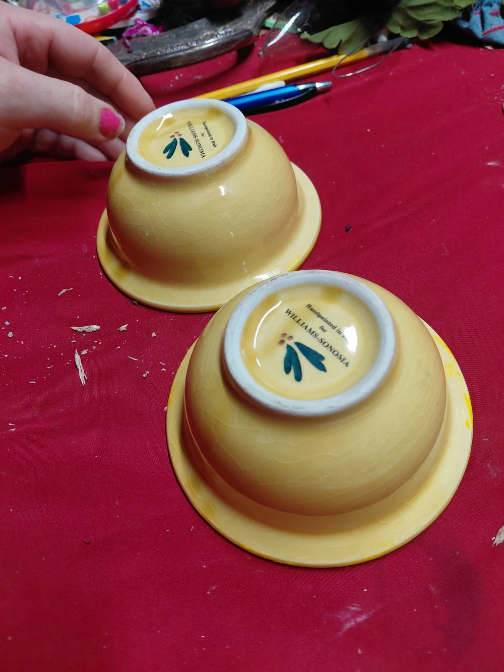 Williams-Sonoma Mirabeau 2-bowl chip and dip set, discontinud Hand Painted Italy